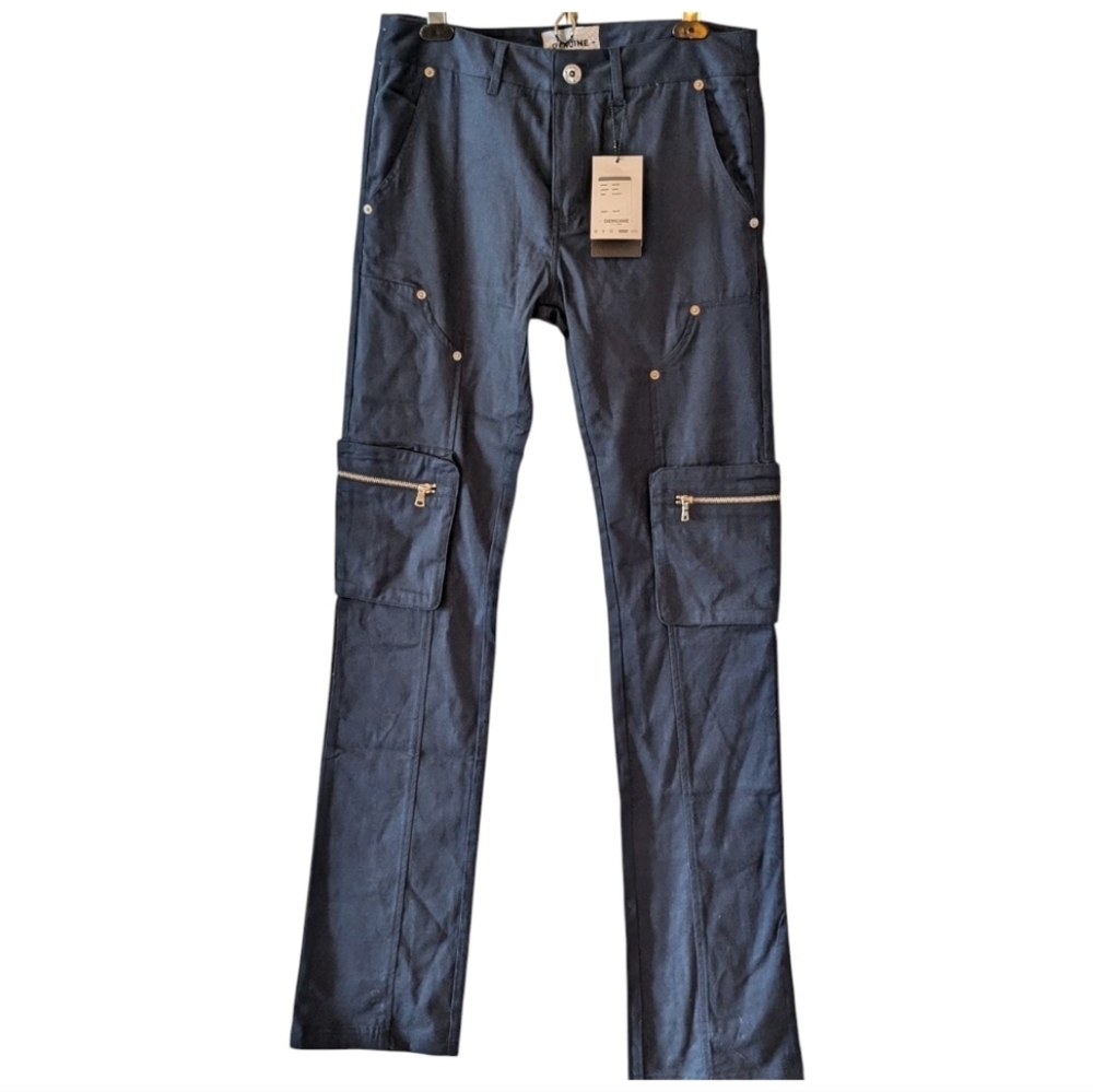Stacked Fit Genuine Brand Men's Cargo Pants - Navy Blue (32/34)